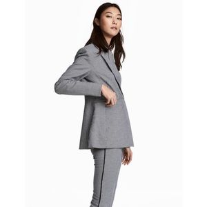 H&M Houndstooth Tapered Blazer, Black White -‎ Size 4